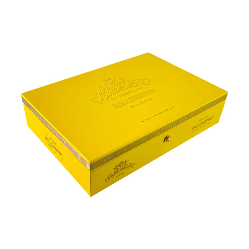 Yellow High-End Wholesale Portable Travel Wooden Cigar Case Wood Humidor Cigar Box
