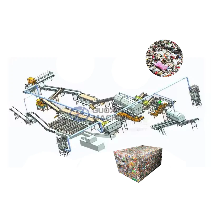 50-500 ton/day Municipal solid waste sorting machine trommel screen waste processing machine recycling msw sorting line