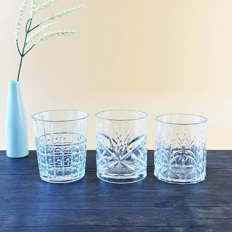 Hot sales 400ml Transparent Acrylic Light Luxury Plastic Cup for Milk Coffee Tea  Crystal Cup for Whisky