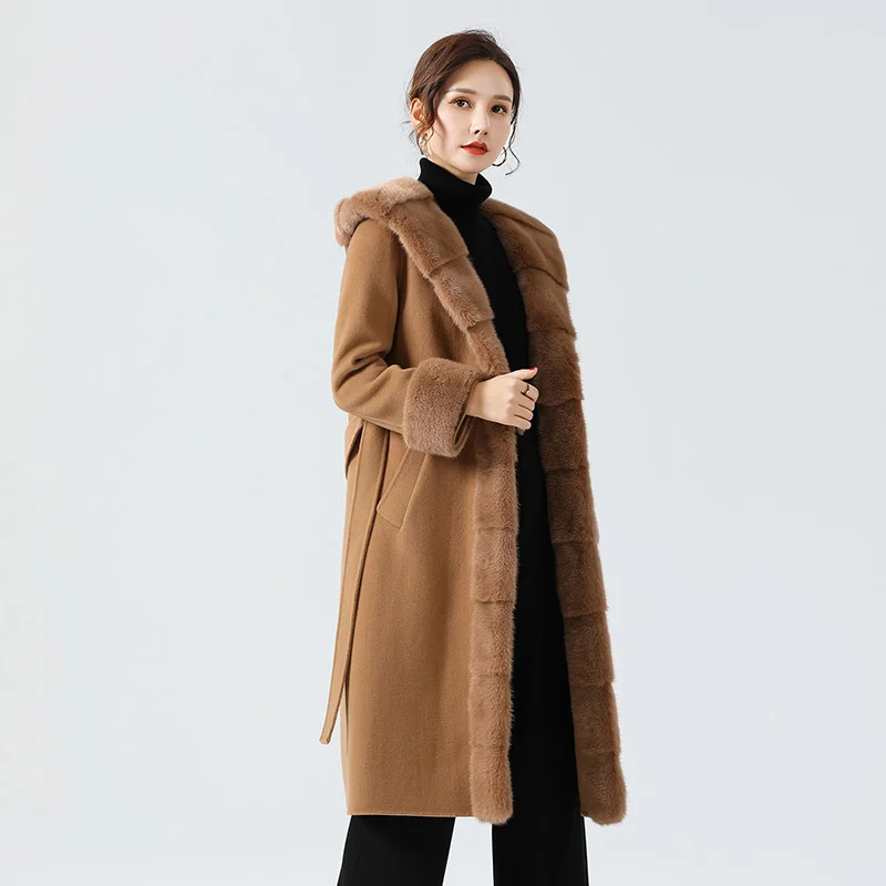 
2021 real mink Professional Manufacture Soft And Comfortable Women Cashmere Coat 