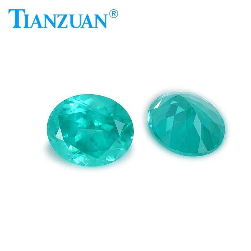 Lab grown Synthetic Paraiba YAG Oval Cut Green  yttrium Aluminum Garnet with Enchanting with Cottony  loose gemstones