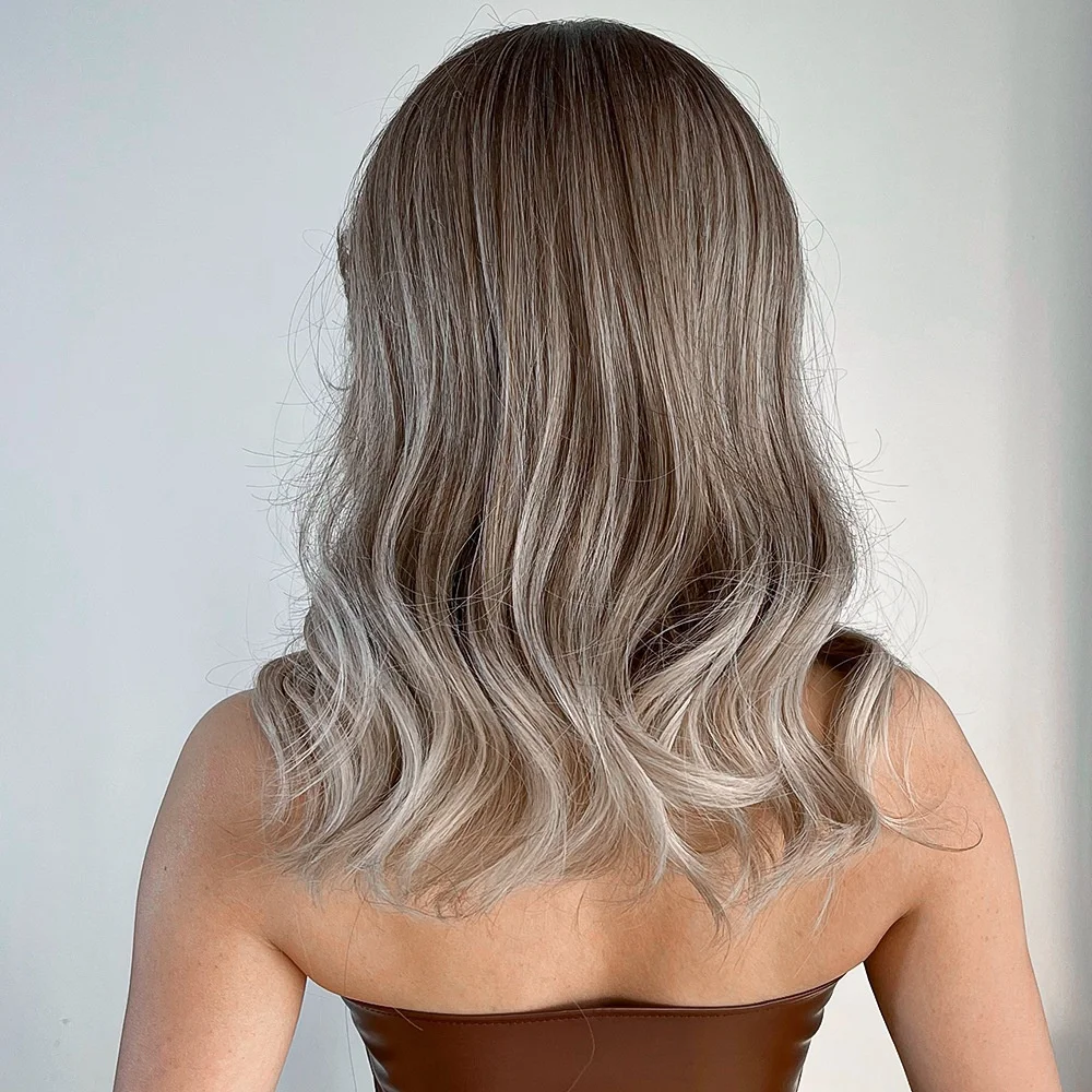 Natural Medium Middle Part Wigs Vendor Regular Wave Pixie Cut Ombre Brown Synthetic Hair Wigs With Lowest Price For Black Women