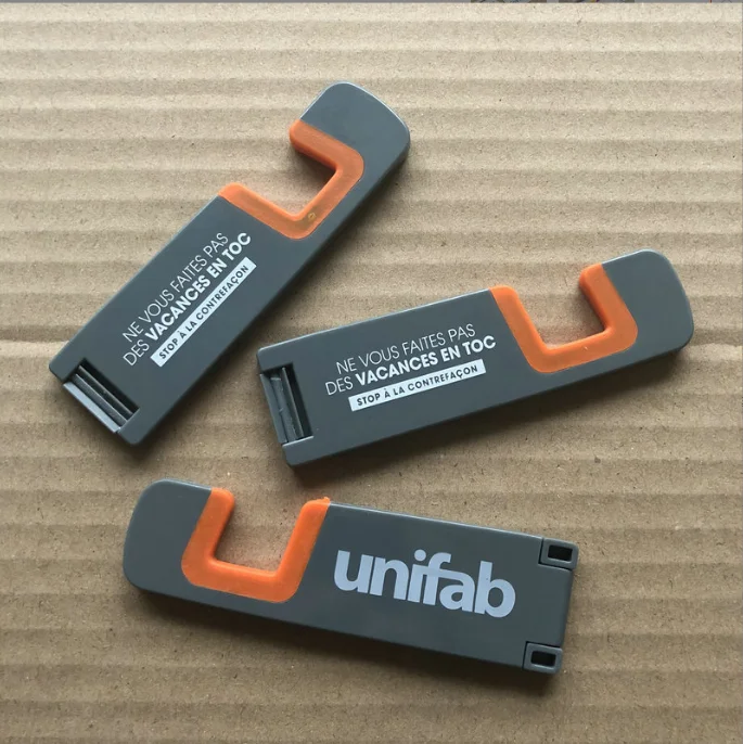 Cheap Foldable Custom plastic Phone Holder hands-free Mobile phone support Cellphone stand Bracket logo print gov