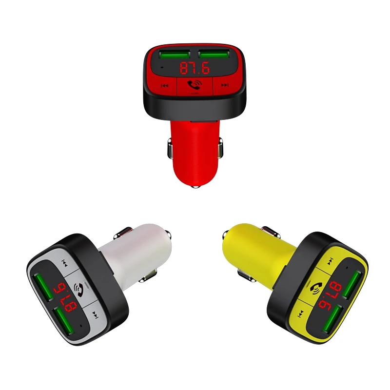 2022 New Product Dual USB Car Phone Charger Fast Charging Wireless Charger QC3.0 Car Charger with FM Transmitter