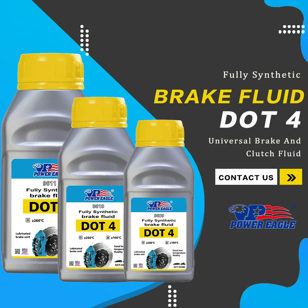Powereagle Brand Car Brake Lubricants oil 250ml/1l Fully Synthetic Dot4 Brake Fluid Dot4