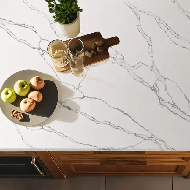 Super Jumbo Calacatta White Modern Design Artificial Quartz Stone for Kitchen Island Bathroom Vanities Table Tops