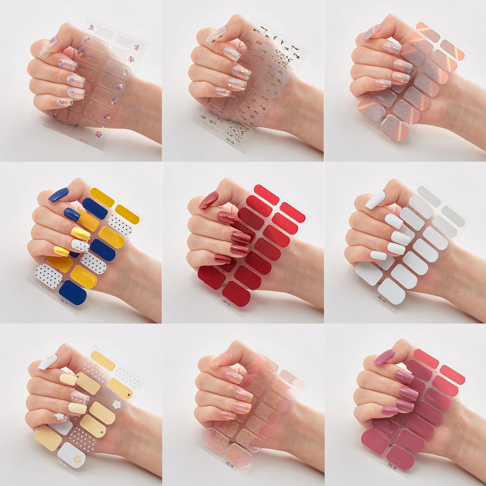 Designers Line Marble Jump Color Thick Gel Nail Sticker 3d Nail Sticker Flower Design Gel Sticker Nails
