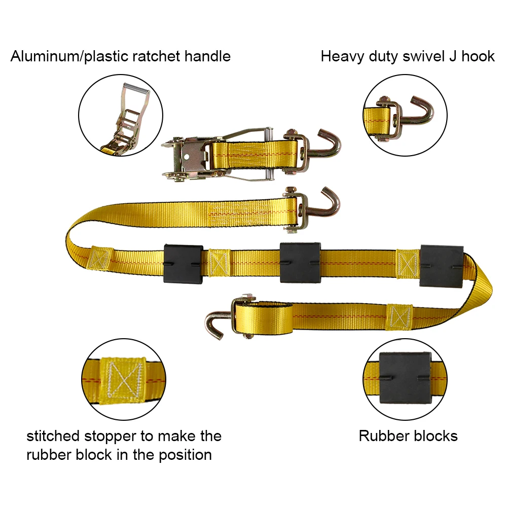 Wholesale US Type Car Hauler Wheel Trailer Tire Strap with Custom Logo Polyester Swivel J Hook for Cargo Control Transporter