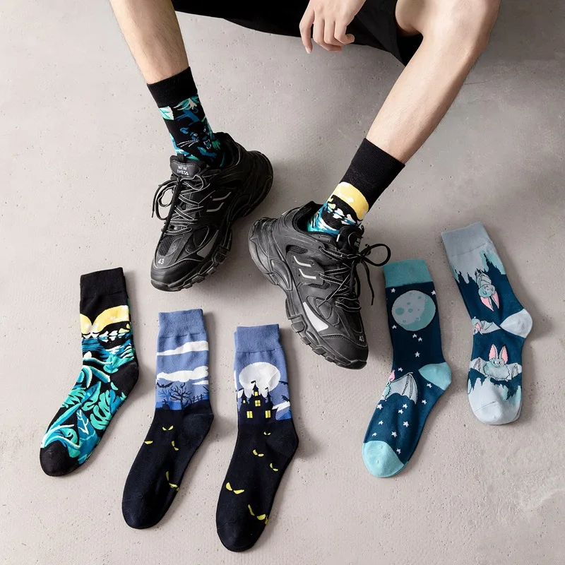 Осенне-зимние Новые товары ABFoot носки с героями мультфильмов сказочный замок креативные Повседневные носки до середины икры мужской тренд большой размер cr