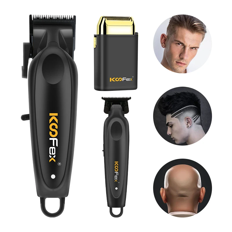 KooFex Pro Hair Clippers High Speed 9000RPM Foil Shaver Machine Graphite Blades BLDC Barber Trimmer Set