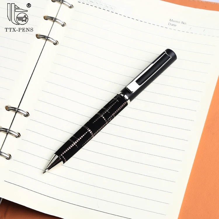 TTX New Design Packaging Metal Ball Glitter Gel PU leather Twist Shock School Rose Gold Cool Eco Pen