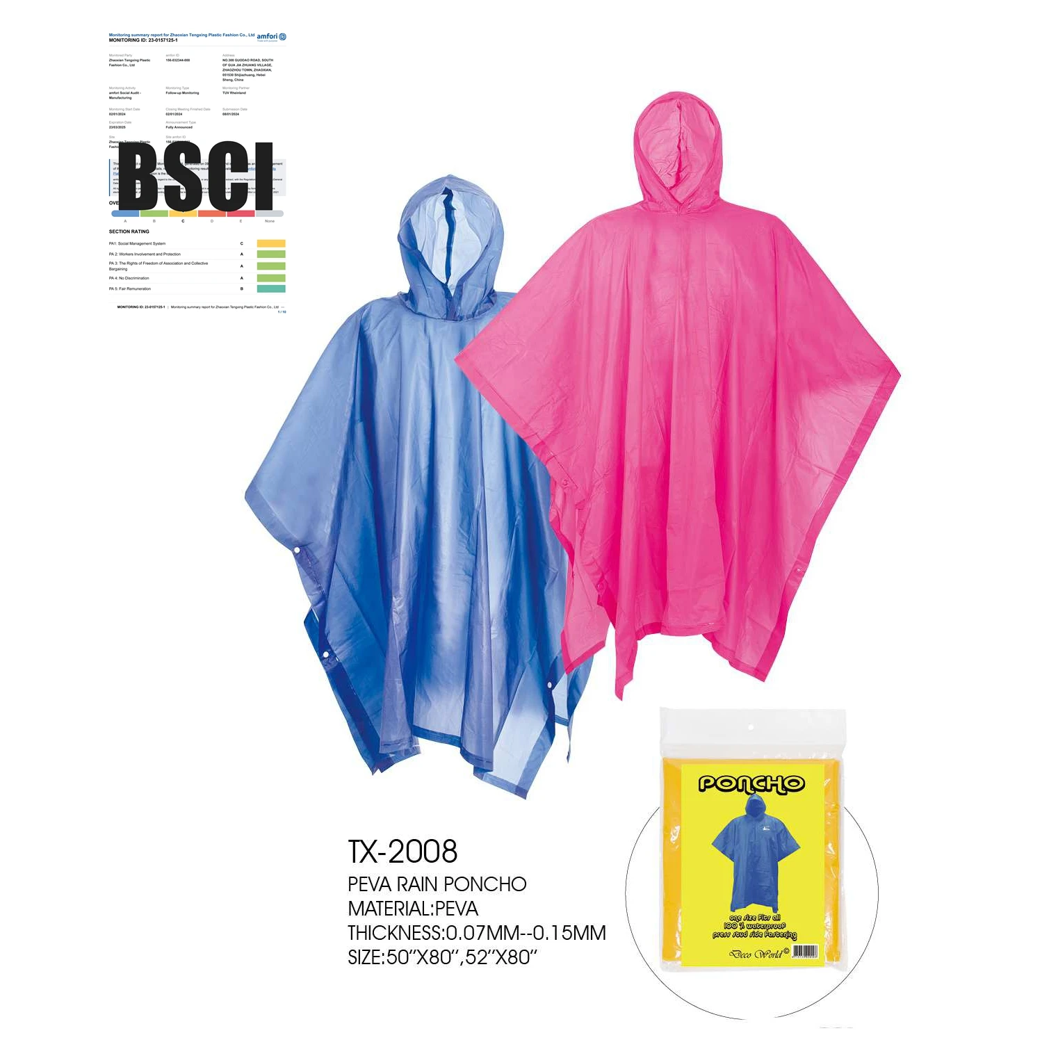 Многофункциональный открытый логотип унисекс длинный взрослый ПЕВА дождь пончо с Кулиской