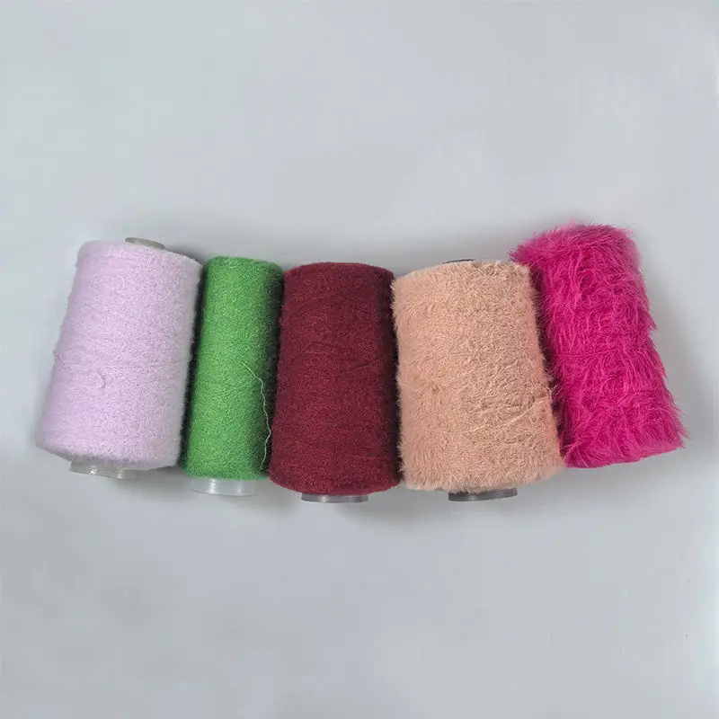 2024 100% Nylon 15s Colorful Long Hair Mink Fancy Yarn 1.3cm Feather for Knitting Long Plush Mink Cashmere Mink Yarn