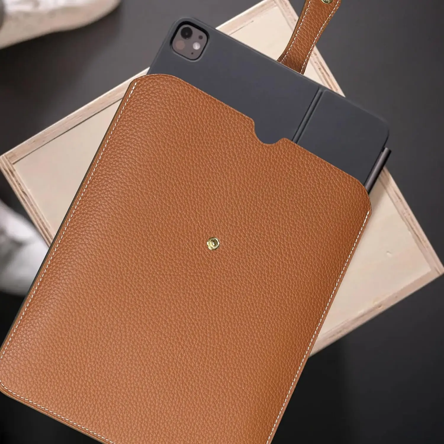Leather case with Pencil for ipad Pro Air 11 13 Inch Genuine Leather Bag for Men Women Business Simple Design Classical