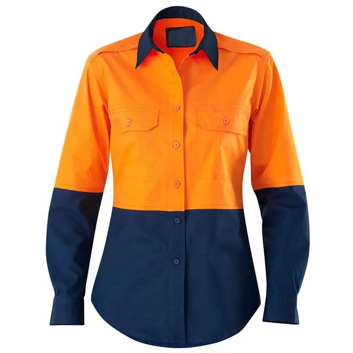
Custom made hi vis cotton polo long sleeve shirt professional workwear 