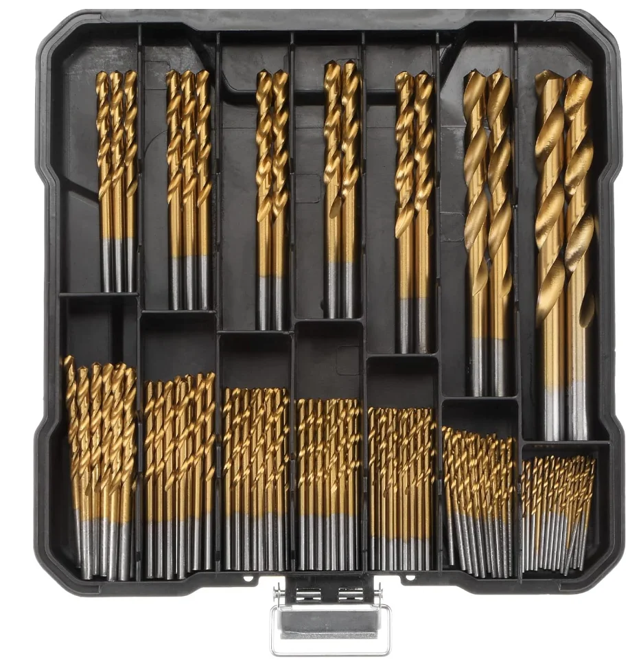 Twist Drill Bit Set 99 Pcs Titanium Coated Twist Drill Bits in 14 Sizes HSS Drill Bit Kit for Aluminum Copper Wood Plastic