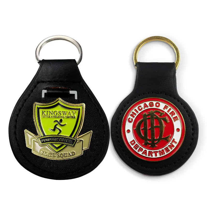 Wholesale custom bulk metal genuine pu leather keychain holder luxury mens