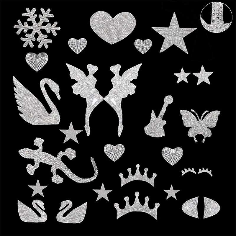 Hot 3D Butterfly Star Design Rhinestones Patch Appliques Stick On Patches Badges for DIY Clothes Bag Hat Jeans