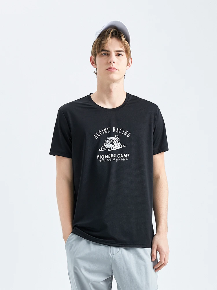 men quick-drying Sport running Casual t-shirt with a pattern Fitness mesh moisture wicking short sleeve male t-shirt