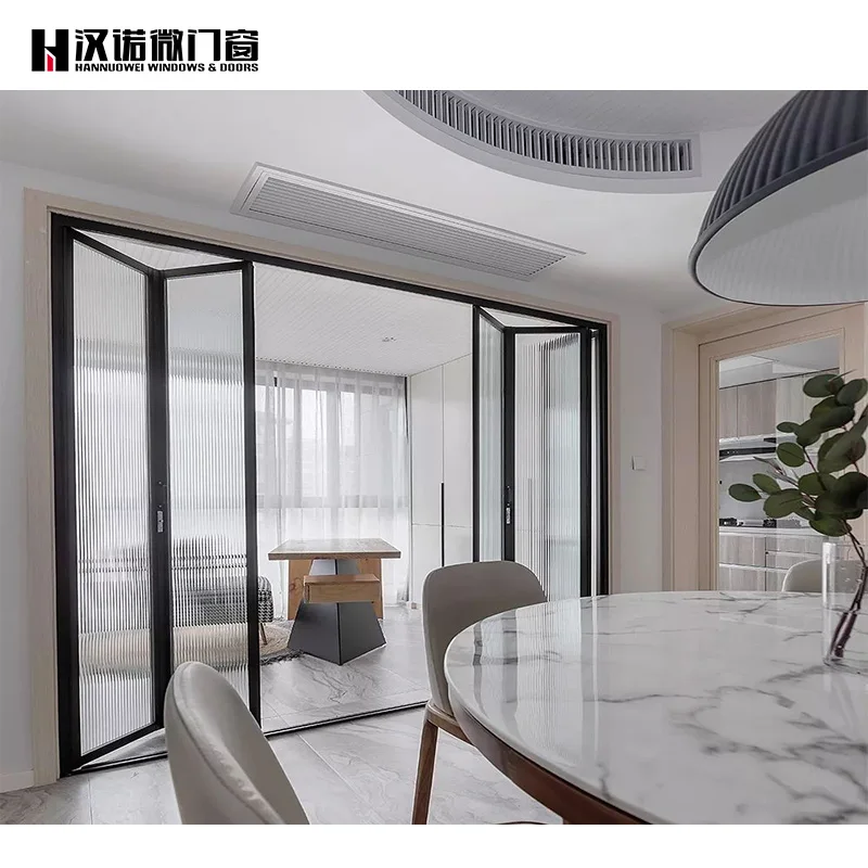 Aluminum Alloy Folding Door Is Extremely Narrow Kitchen Balcony Living Room Shop Car Wash Room Hanging Rail Glass Door