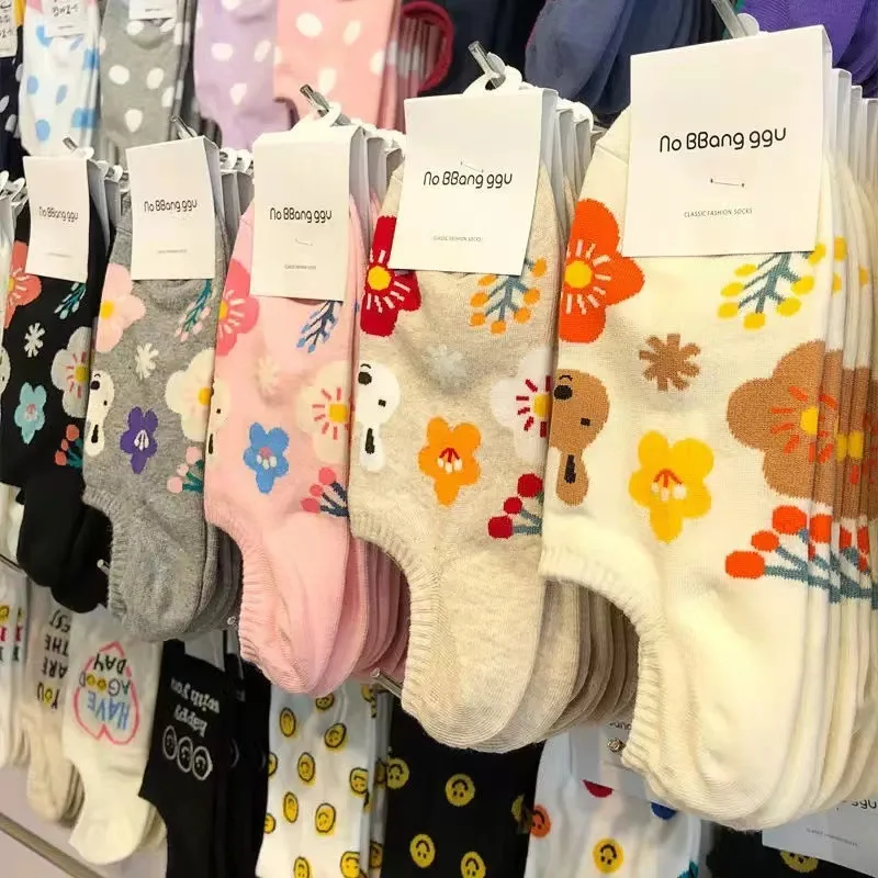 ins Spring Summer Cotton Flowers Girls Non-slip sok korean cute socks cute korean socks korean socks for women