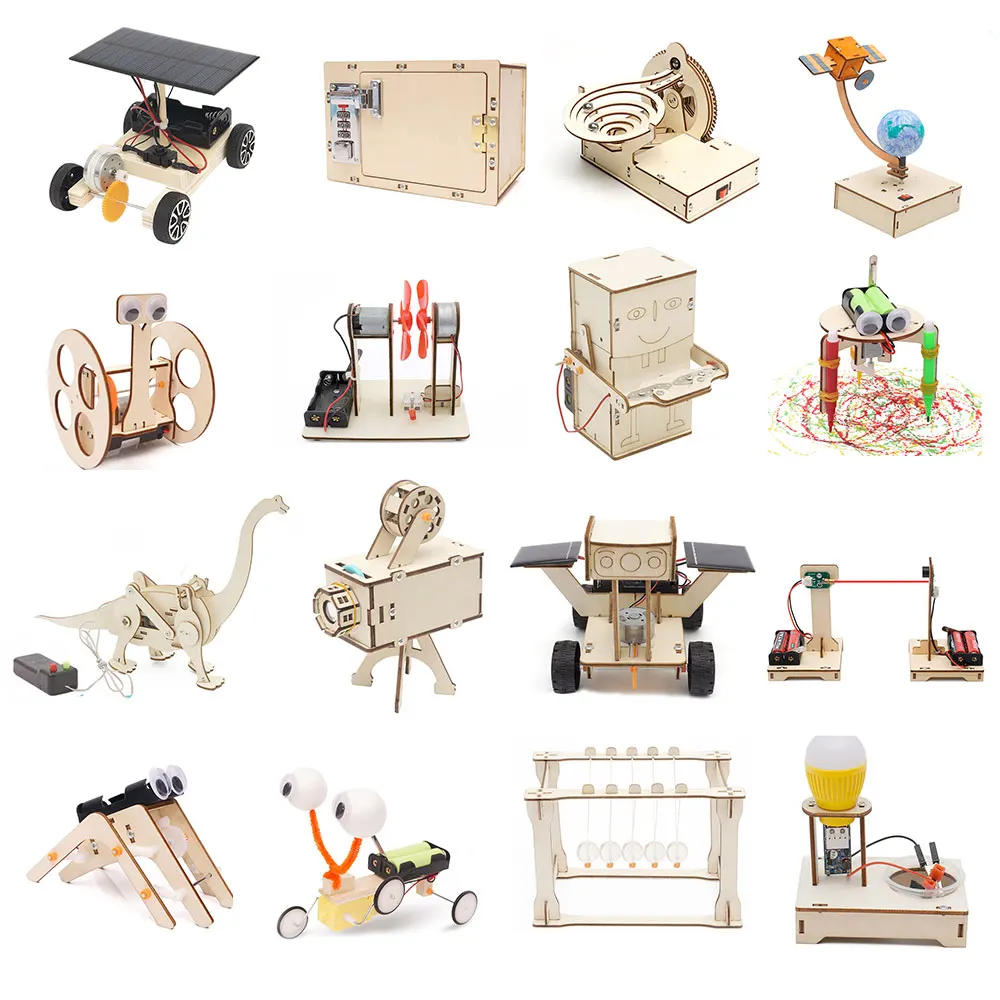 3D Diy  STEM Wooden science kit Assembly Creation solar powered STEM toys for Kids