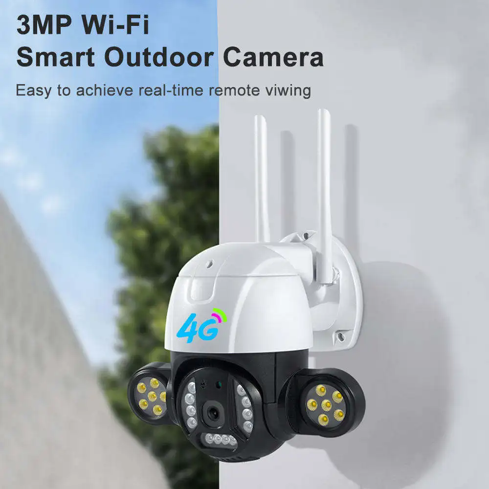 Factory V380 4G PTZ Camera 3MP Outdoor Security Camera Surveillance Wireless Wifi 4G Sim Card Support led light dome camera
