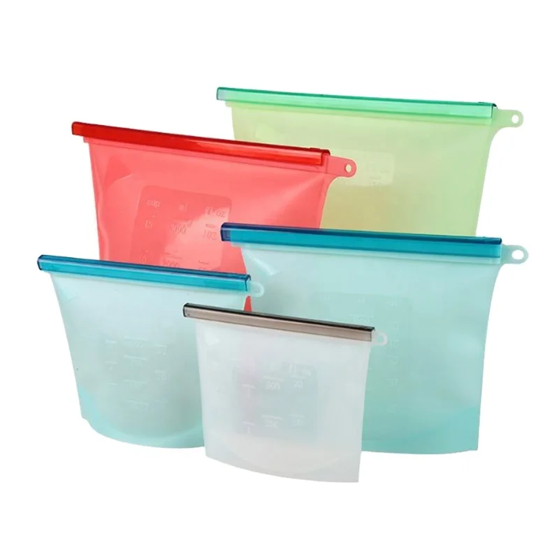 Eco Friendly Reusable Silicone Food Storage Bags 50oz 30oz Leakproof Food Grade bags for Vegetable Liquid Snack Meat Sandwich