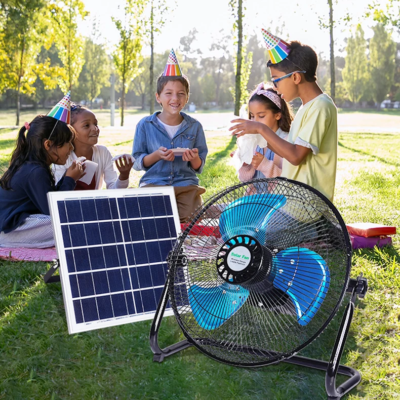 New Outdoor 12v Dc Portable Camping Outside Rechargeable Movable Mini Solar Power Panel Table Fan