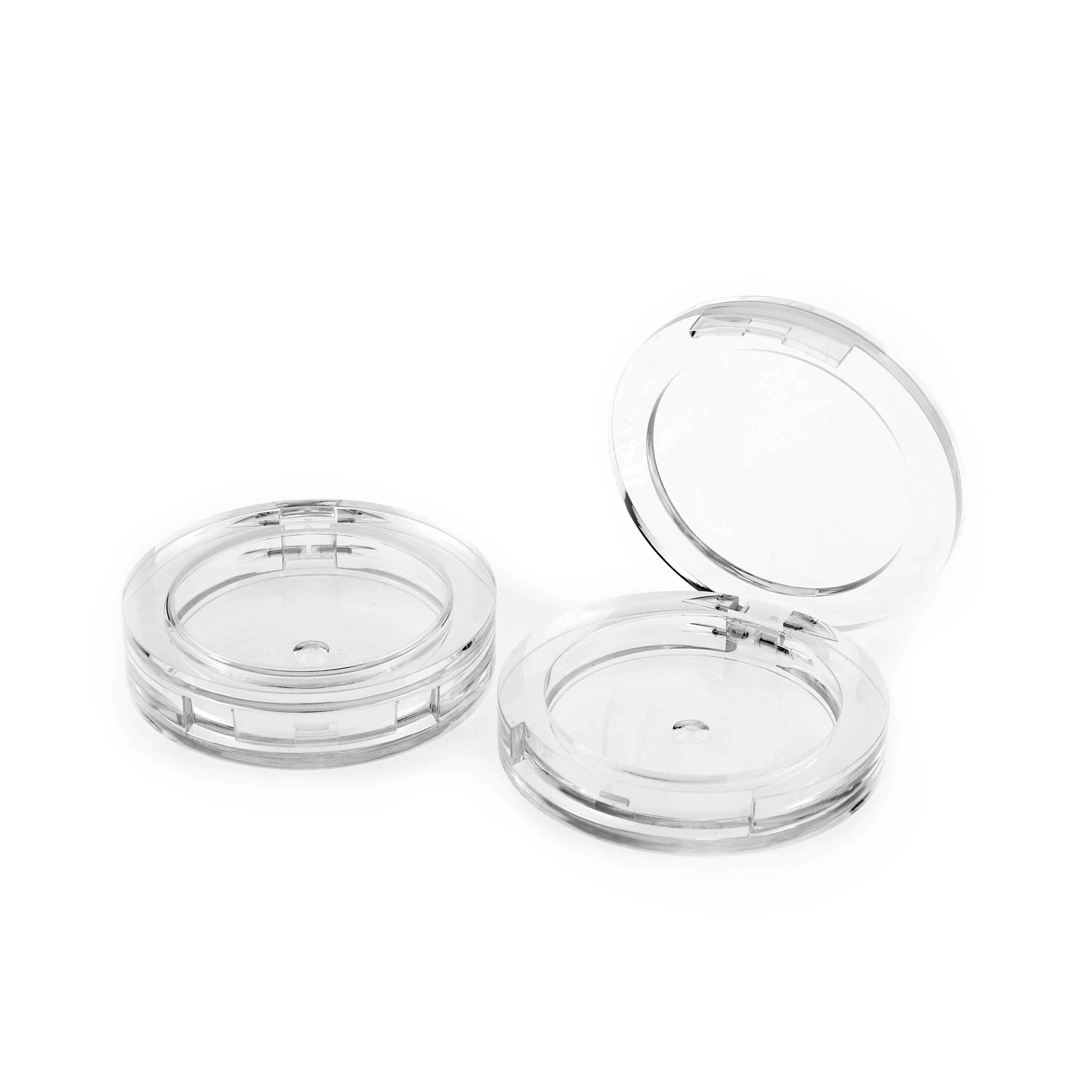 Round Custom Fashion Blusher Highlight Powder Container Clear Transparent Single Eyeshadow Packaging