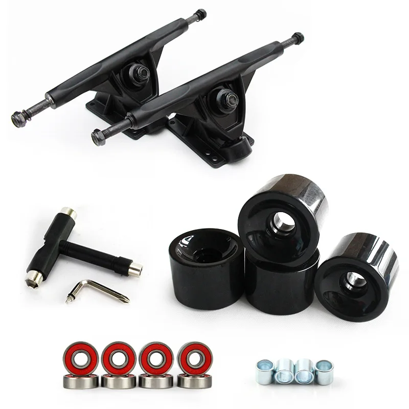Custom Skateboard  7 8  8.5 inch Longboard Truck And Wheels Set 70*51mm Wheels Black Trucks