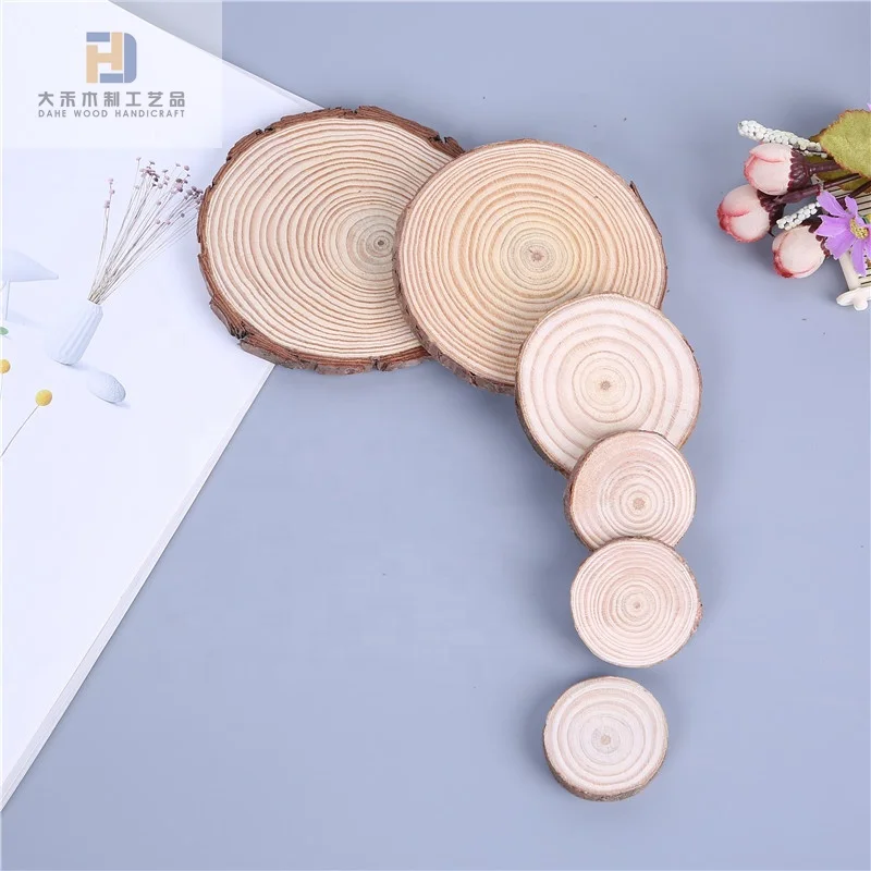 Wooden Slabs with Burlap Ribbon and Jute for Wedding Rustic 7-9 Inches Large Slices for Crafts Wood Centerpieces for Tables