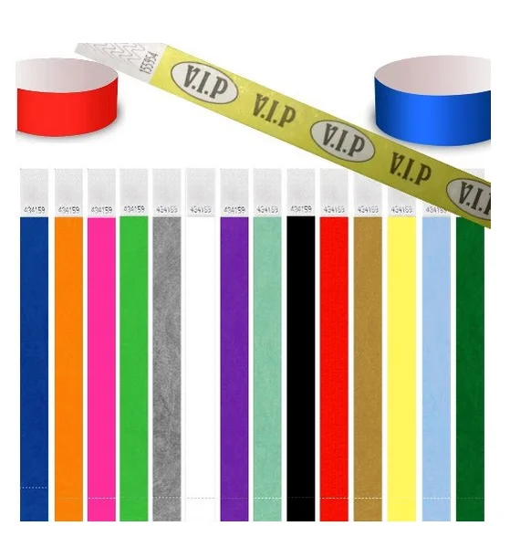 Tyvek бумажные браслеты рекламные с индивидуальным логотипом водонепроницаемые для активного отдыха парка развлечений