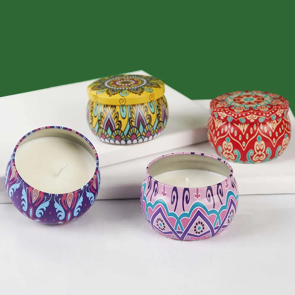 Scented Tin Candle Decorative Aroma Tin Gift Box Candle Soy Wax Tin Scented Candle