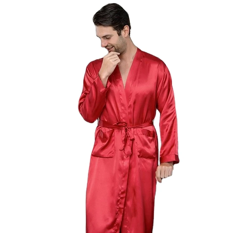 Custom Men Silk Satin  Robe Pajamas Bath SilkPersonalized Name and Date for  Wedding Party
