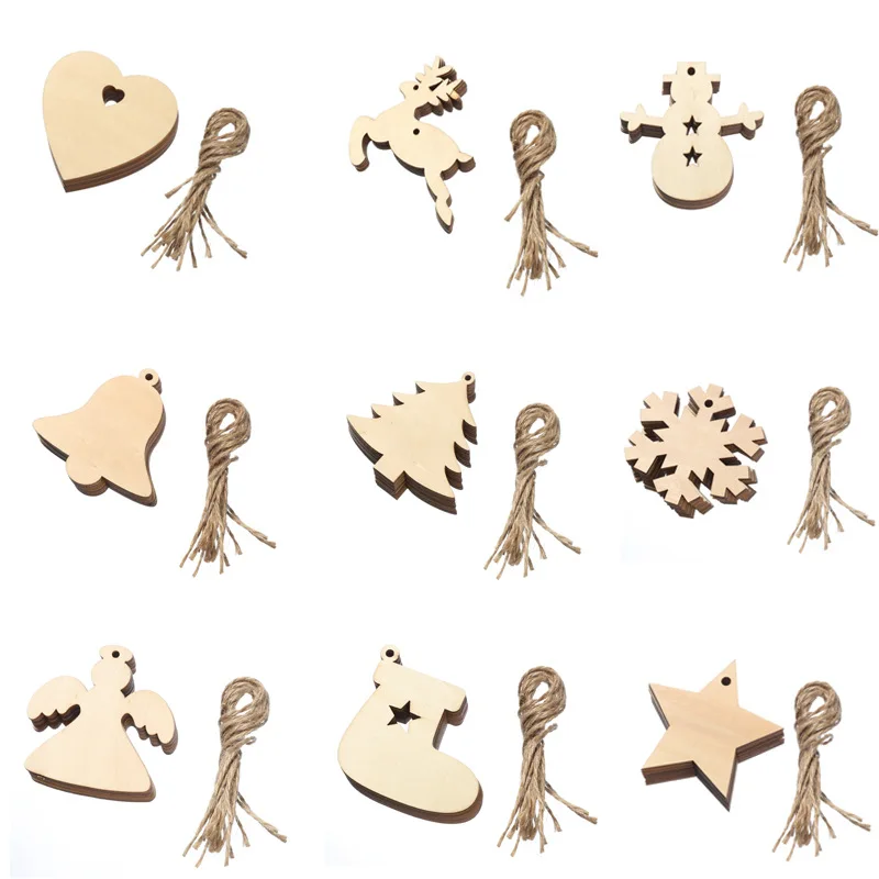 2021 Wholesale Wooden Blank DIY Tag  Decoration Hanging Indoor Christmas Tree Ornaments