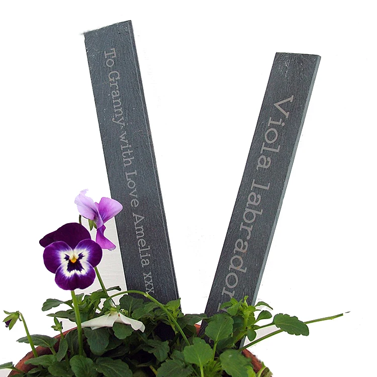 Natural Black Slate Laser Letter Flower Plant Labeling Tag with Writing Chalk