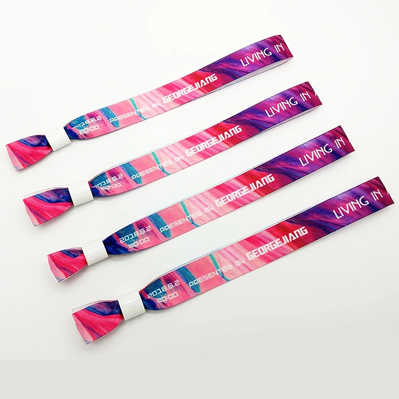 Custom Design Logo Event Souvenir Festival Gifts Satin Woven Thread Textile Wristband for Promotion
