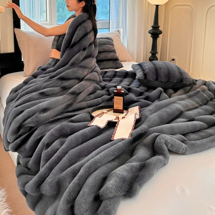 Прочный теплый диван из кроличьего меха, одеяло из утолщенного меха кролика, Двухслойное одеяло для отдыха