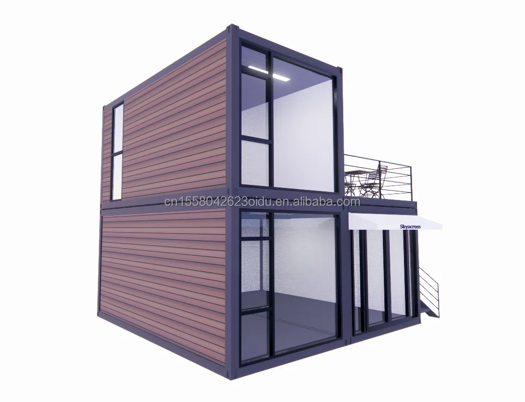 Factory Direct Sales Customizable 40ft 20ft Deluxe Bedroom Large Glass Studio Movable Wood House Exterior Wall Hotels Offices