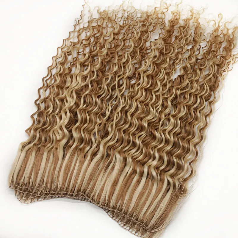 New Arrival 100% Chinese/Russian  Human kinky curly /natural weave small roll Feather Line Crochet Hair hair extensions weft