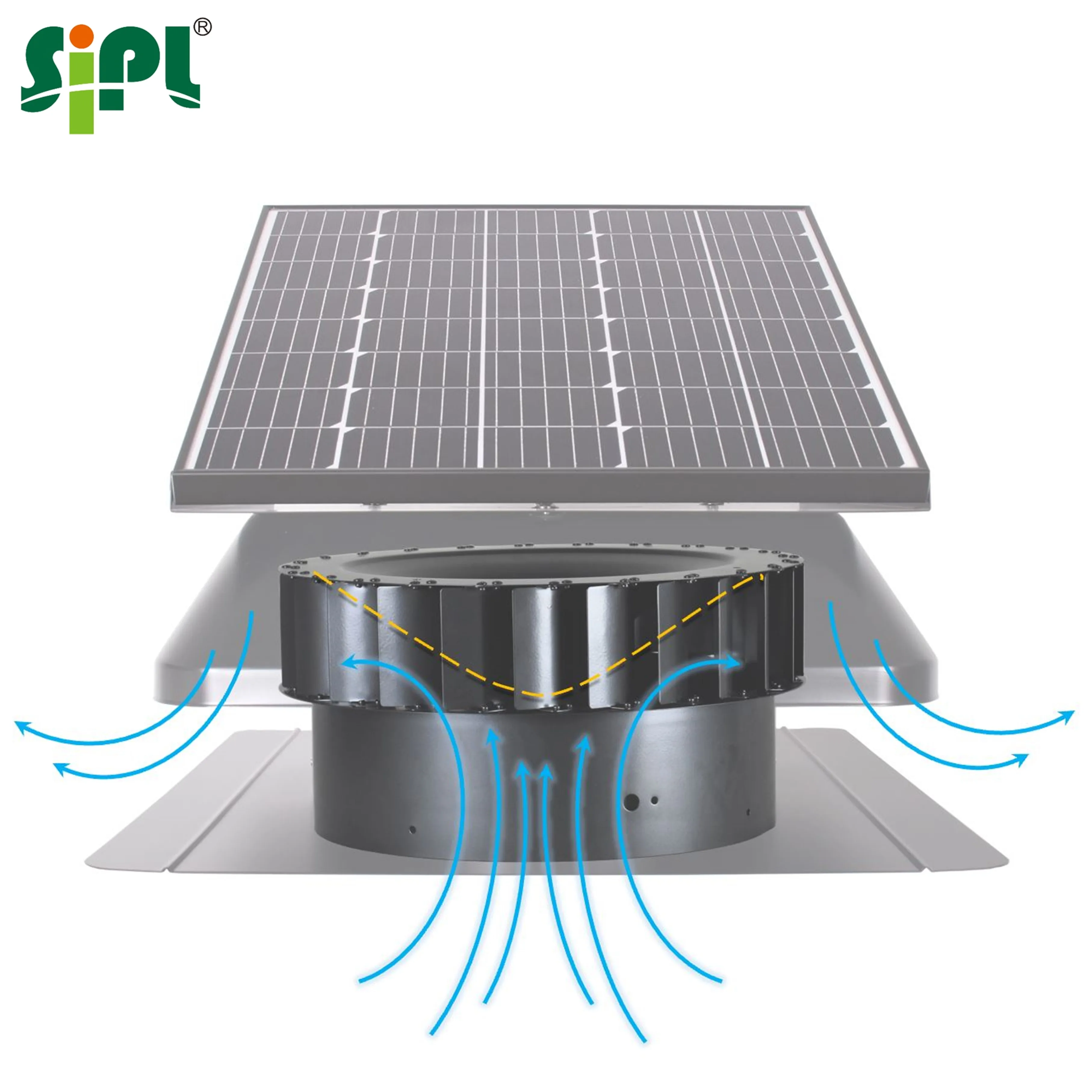 14' 40W Powerful Gable Attic Solar Air Blower Roof Mounted DC Exhaust Fan Greenhouse Plant Farming Heat Extractor Cooling Vent