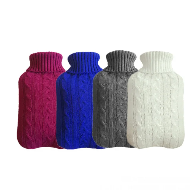 Dropship 2L Hot Water Bottle with Cover Premium Hot Water Bag with Knitted Sweater Cover for Water Heating Pad Feet Bed Warmer