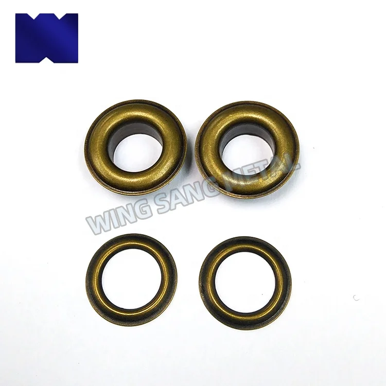 Custom size Round Shape Brass Copper Eyelets Grommets Factory Golden Metal Eyelets and Grommet for Garment Clothing