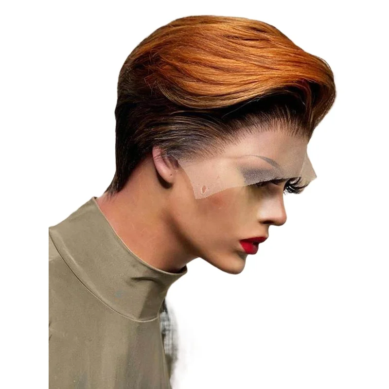 Cheap Wigs With Lowest Price Human Hair Honey Blonde HD T Part Lace Frontal Wigs Bob Short Pixie Wig For Black Women