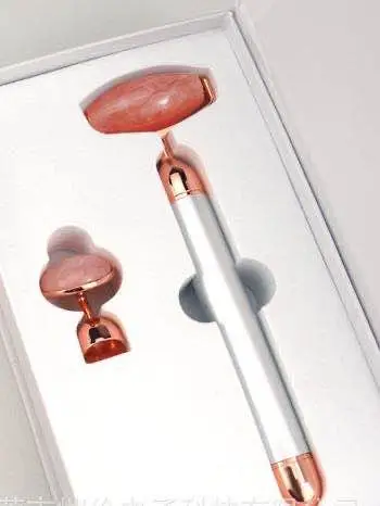 Amazon Wholesale Face Massage Roller Kit Pink Jade Roller Vibrating Jade Roller Facial Rose Quartz Electric Beauty Bar Natural