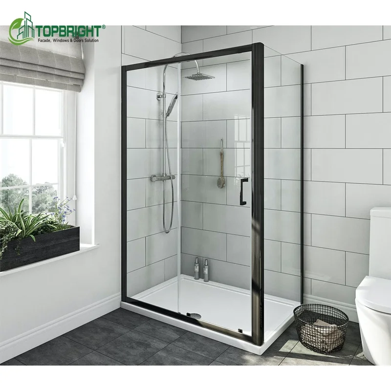 Topbright modern shower glass door cheap stainless steel clear hinges sliding shower door