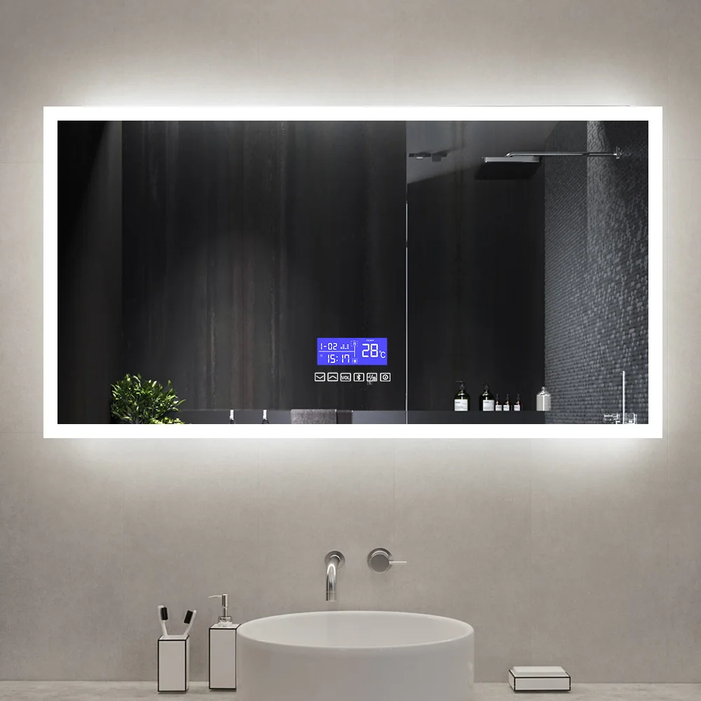 Smart wall full led bathroom mirror with bluetooth and light smart mirror