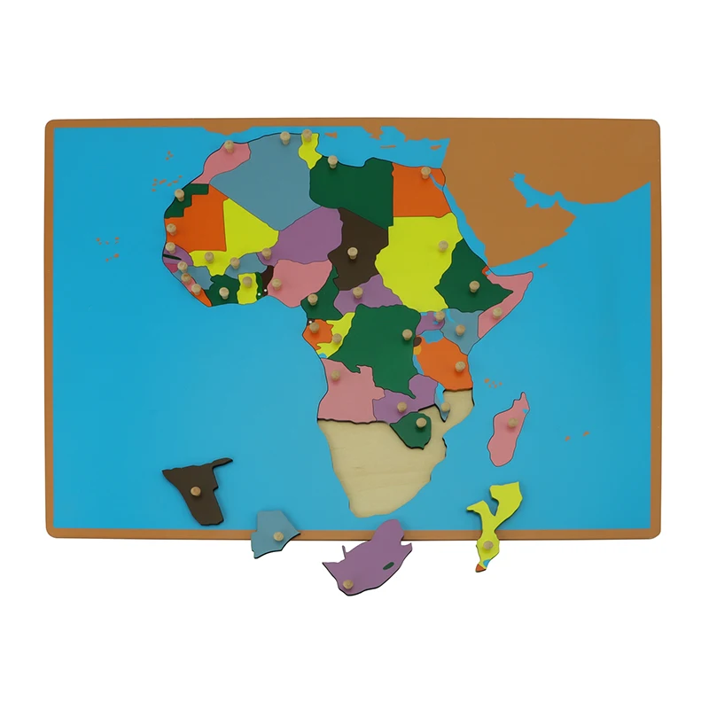 GE016 Puzzle Map of Africa  Montessori materials Educational wooden toy equipment  montessori for AMI and AMS