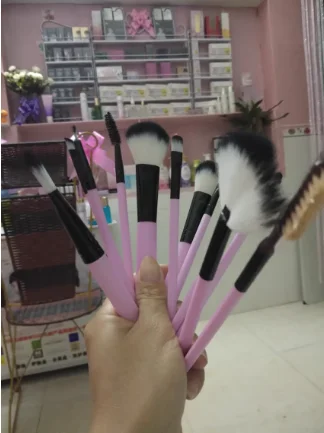 12 pcs makeup brush set aluminum tube artificial fiber brush head and plastic bucket Brush kits for COSMETICS Makeup